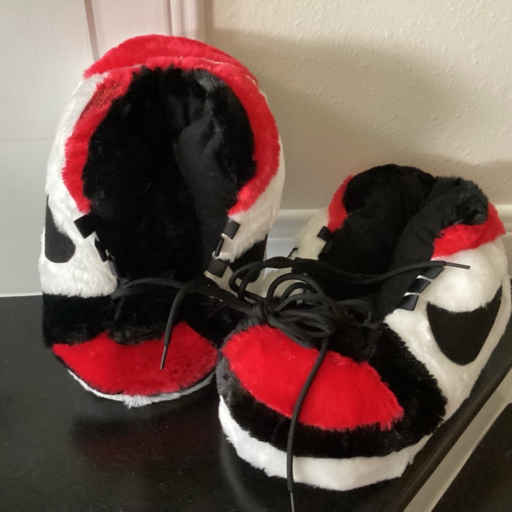 Fuzzy Red and Black Shoes